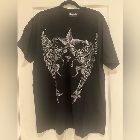 RAWYALTY Mens T Shirt Crystal Rhinestone Bling Crew Neck Made In USA Size XL - Picture 4 of 6